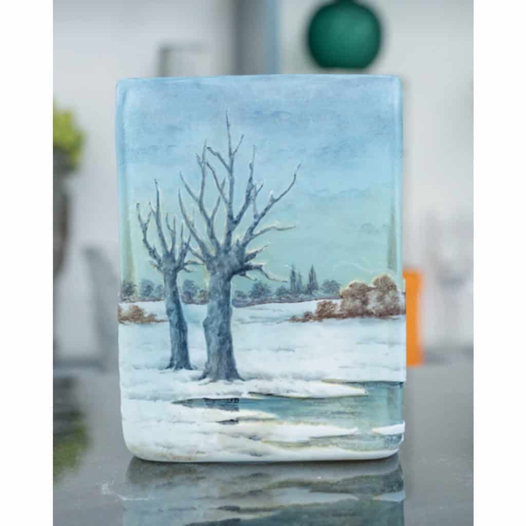 1905-DAUM NANCY Vase Paysage « Neige «  7