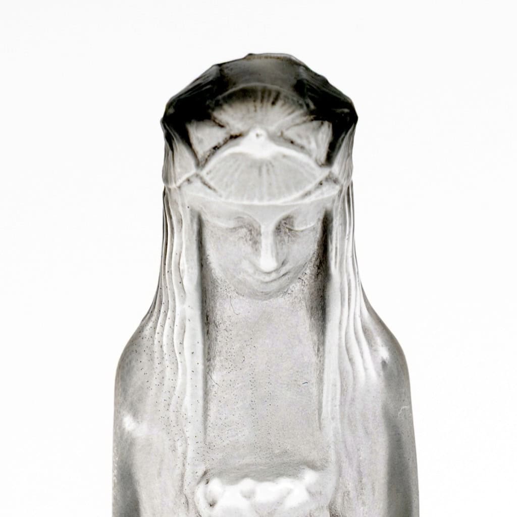 1925 René Lalique – Baguier Cendrier Statuette Source de la Fontaine Verre Blanc Patiné Gris 6