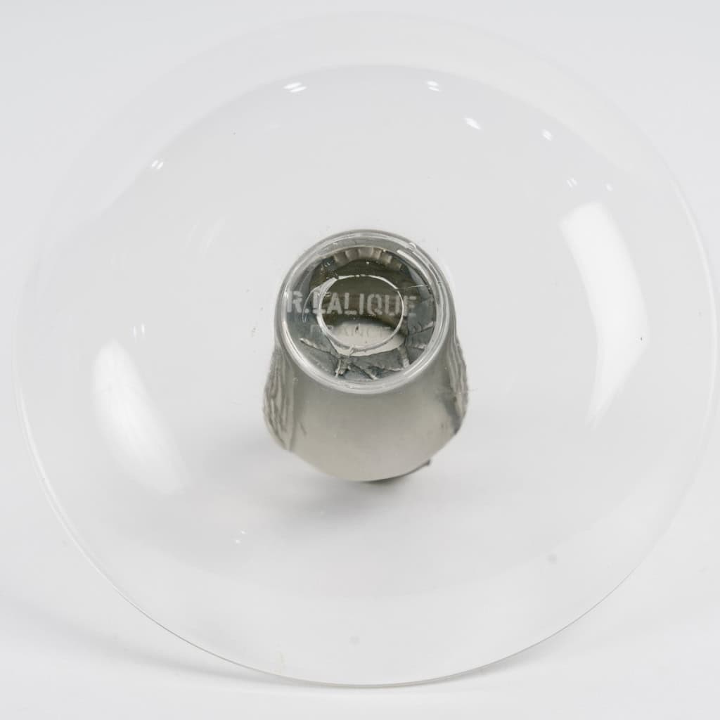 1931 René Lalique – Baguier Cendrier Rapace Verre Blanc Patiné Gris 7