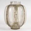 1912 René Lalique – Vase Six Figurines et Masques Verre Blanc Patiné Gris Vert 19