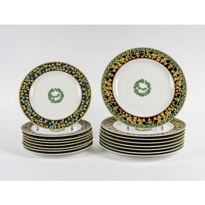 Versace – Service de Table Assiettes et Plats Gold Ivy Lierre d’Or Porcelaine