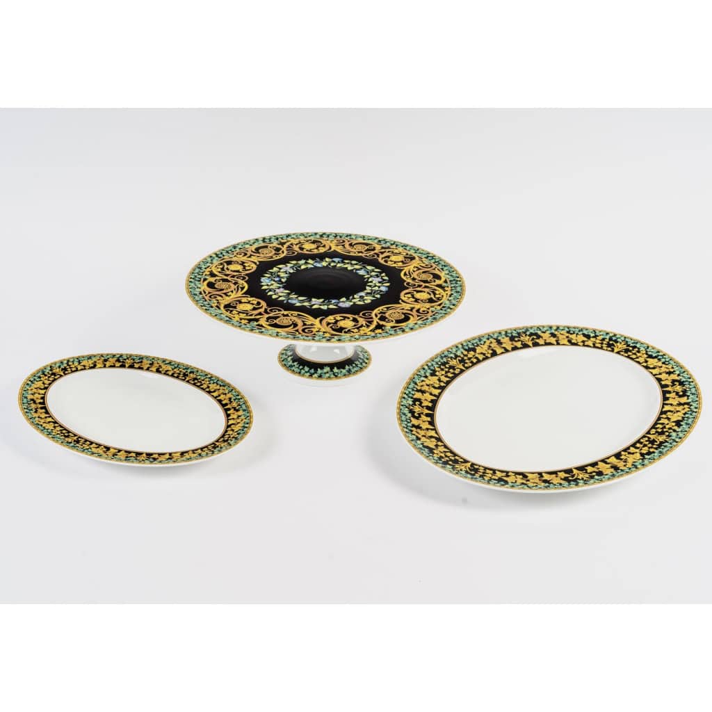 Versace – Service de Table Assiettes et Plats Gold Ivy Lierre d’Or Porcelaine 10