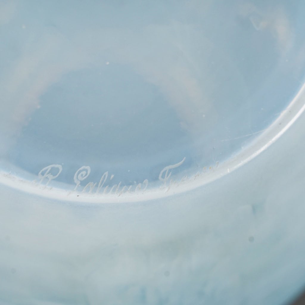 1927 René Lalique – Vase Alicante Verre Opalescent Triple Couche Patiné Bleu 9