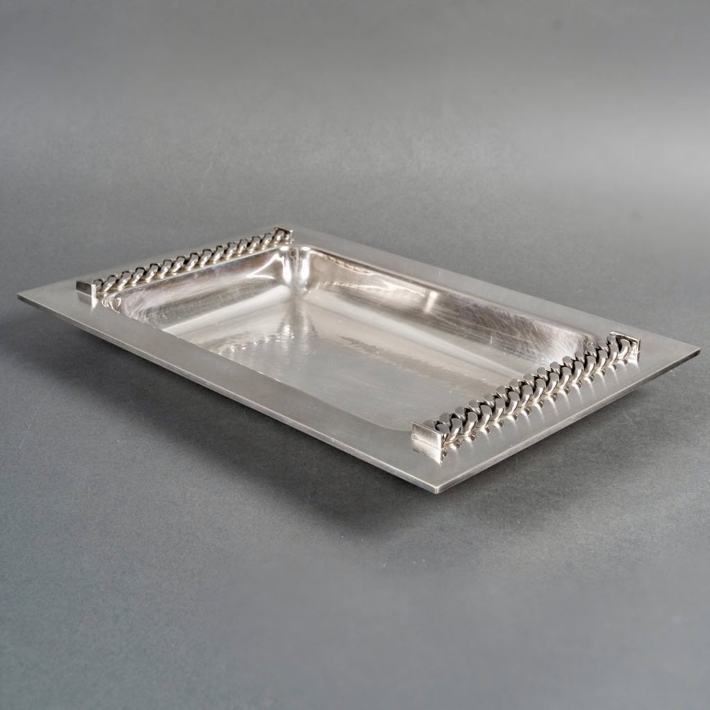 Jean Desprès – Coupe Plat Gourmette Métal Argenté Martelé 5