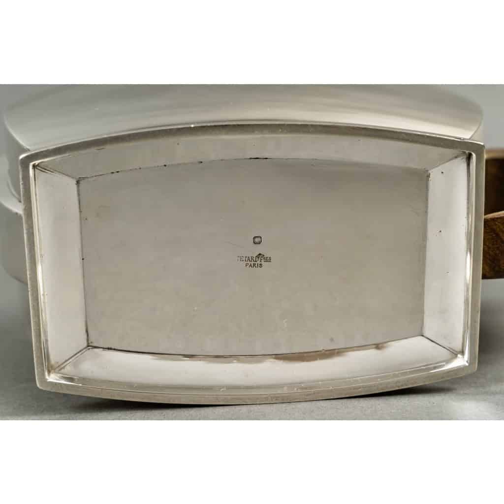 Tétard Frères – Art Deco Moderniste Service Thé Café Argent Massif et Palissandre 14