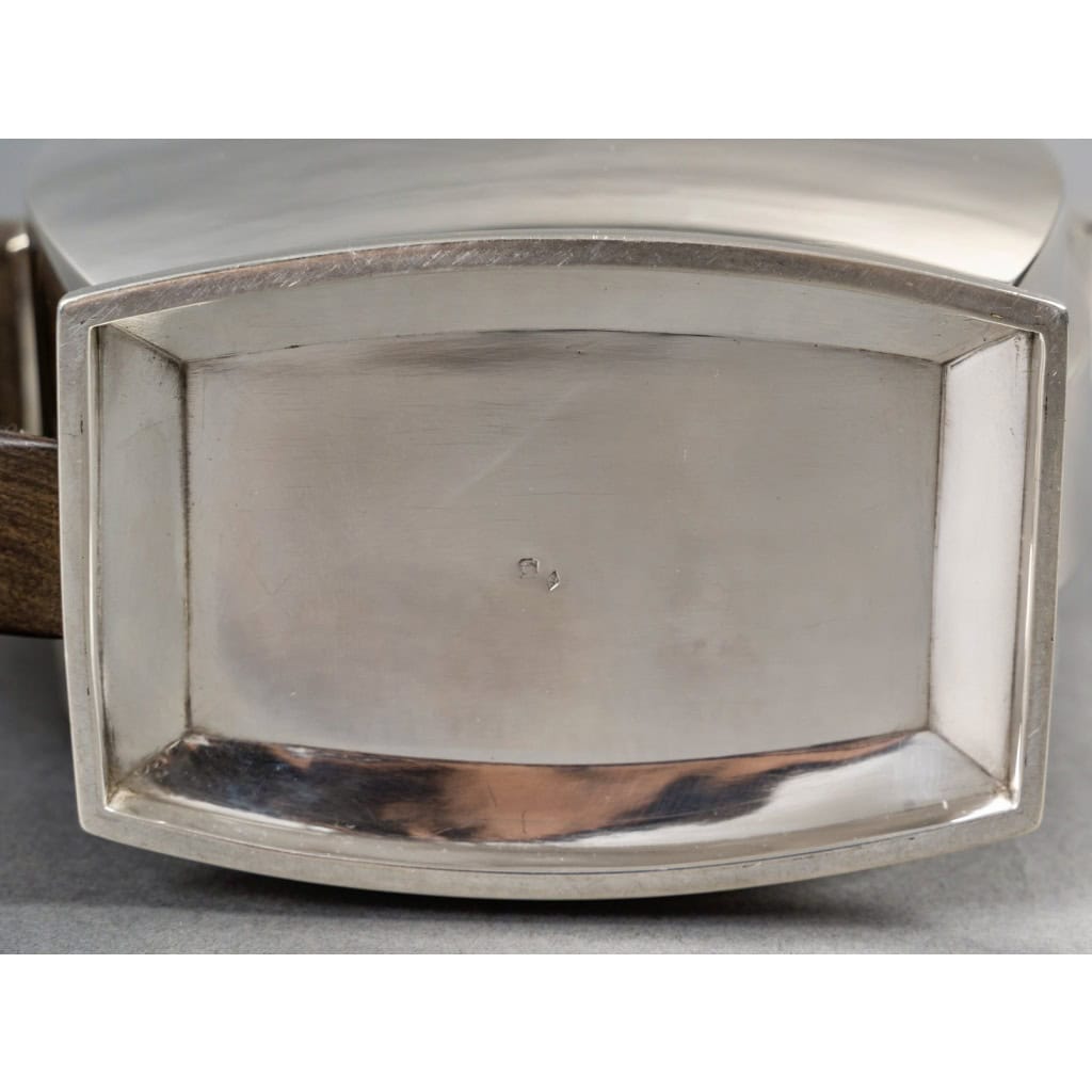 Tétard Frères – Art Deco Moderniste Service Thé Café Argent Massif et Palissandre 15
