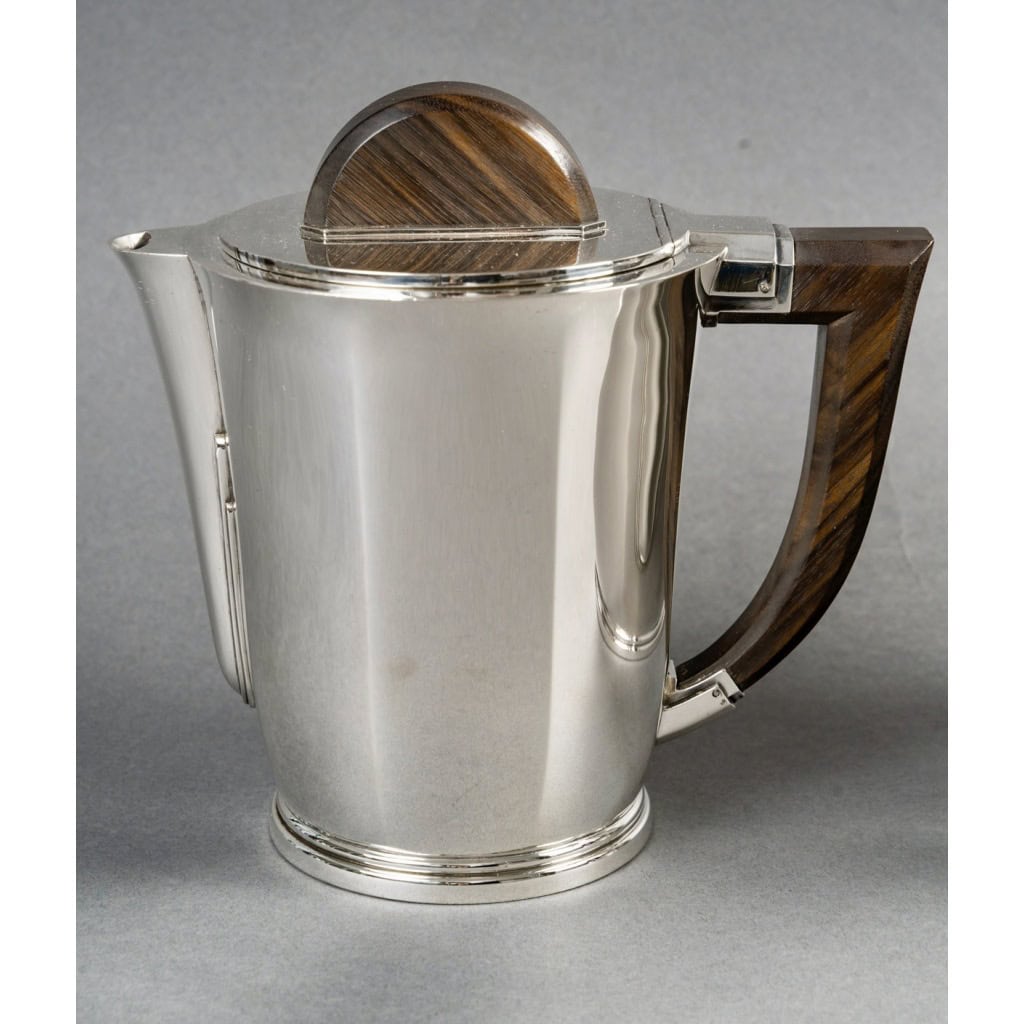 1935 Christofle Cardeilhac – Service Café Thé Art Déco Argent Massif et Palissandre 5