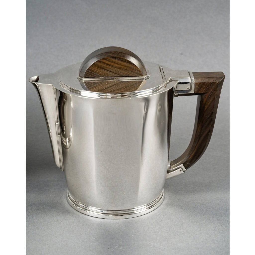1935 Christofle Cardeilhac – Service Café Thé Art Déco Argent Massif et Palissandre 6