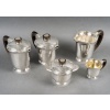 1940 Fouquet Lapar – Service Thé Café Art Déco Argent Massif Martelé & Palissandre 15