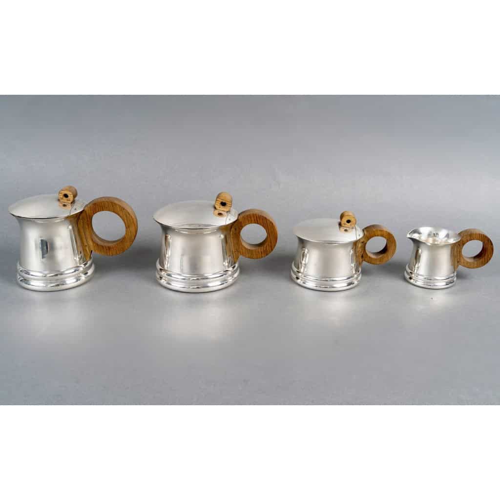 1935 Jean Puiforcat – Service Thé Café Art Déco Moderniste Argent Massif 4