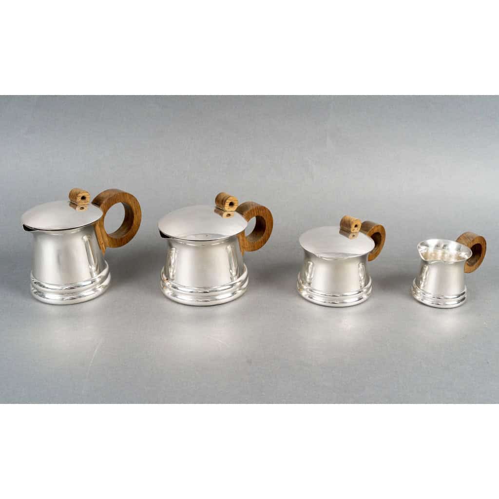 1935 Jean Puiforcat – Service Thé Café Art Déco Moderniste Argent Massif 3