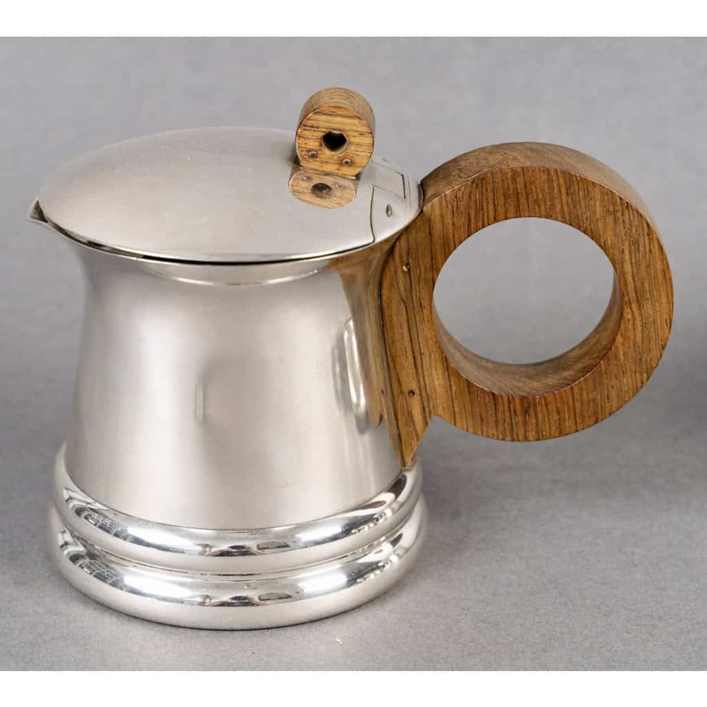 1935 Jean Puiforcat – Service Thé Café Art Déco Moderniste Argent Massif 5