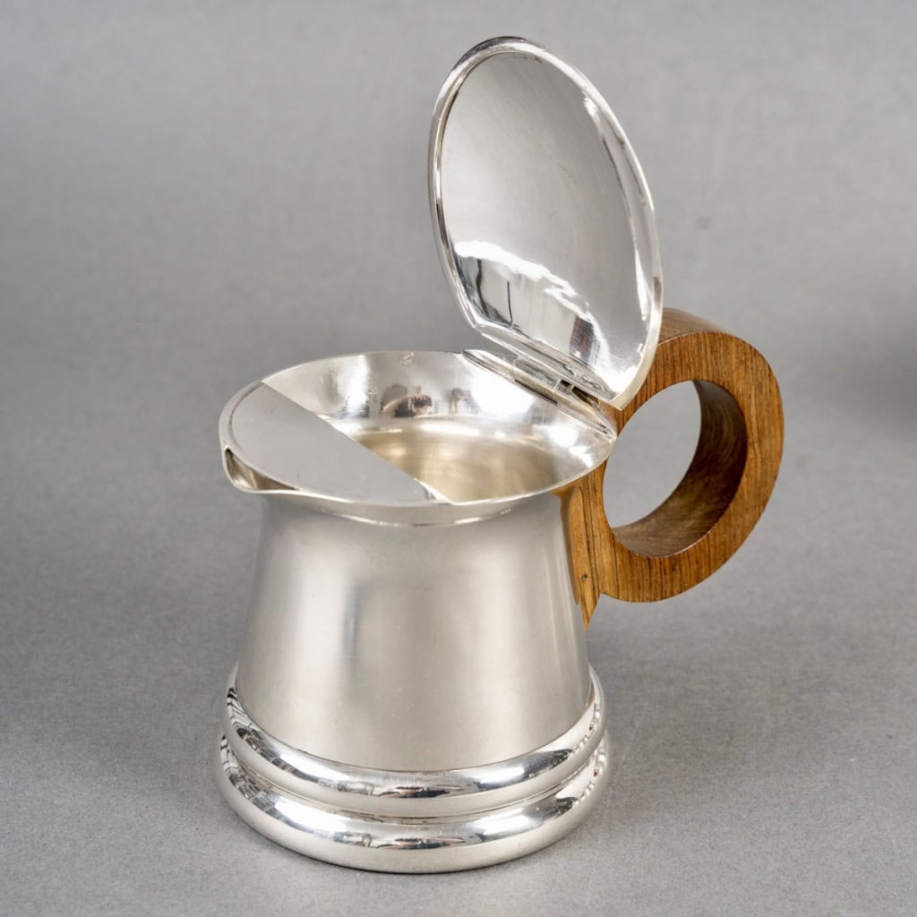 1935 Jean Puiforcat – Service Thé Café Art Déco Moderniste Argent Massif 7
