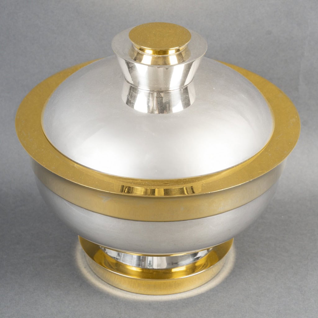 1937 Jean Puiforcat – Centre de Table Soupière Art Déco Moderniste Argent Massif et Vermeil 4