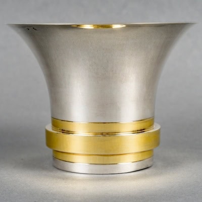 1937 Jean Puiforcat – Vase Coupe Art Déco Moderniste Argent Massif et Vermeil