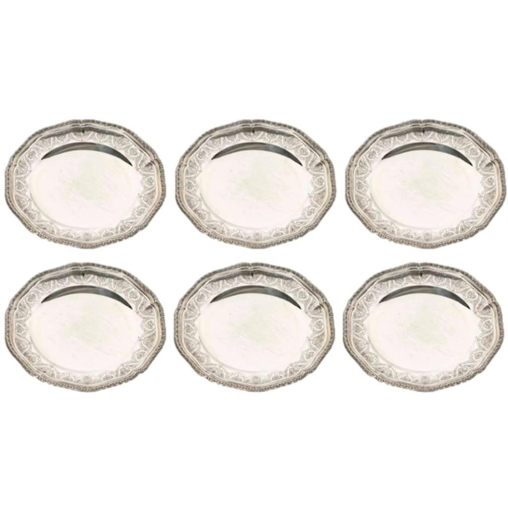 Puiforcat « Elysée » ,suite de 6 assiettes Argent Massif. 3