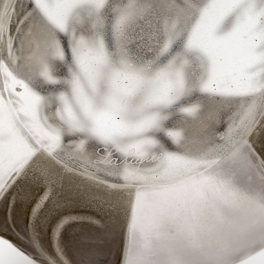 1911 René Lalique – Carafe Sirènes et Grenouilles Verre Blanc Patiné Gris 11