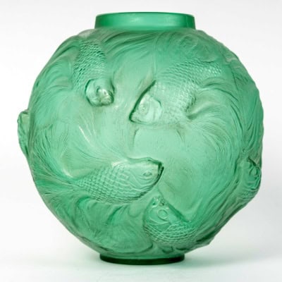 1924 René Lalique – Vase Formose Verre Vert Emeraude