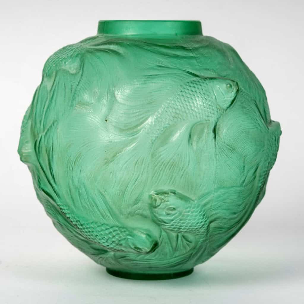 1924 René Lalique – Vase Formose Verre Vert Emeraude 5