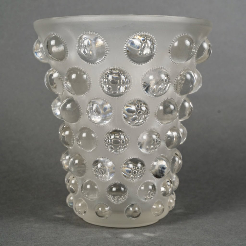 1934 René Lalique – Vase Art Déco Bammako Verre Blanc 3