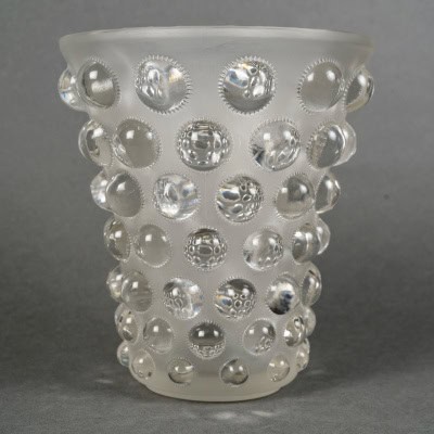 1934 René Lalique – Vase Art Déco Bammako Verre Blanc