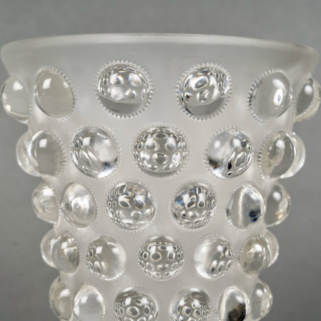 1934 René Lalique – Vase Art Déco Bammako Verre Blanc 5
