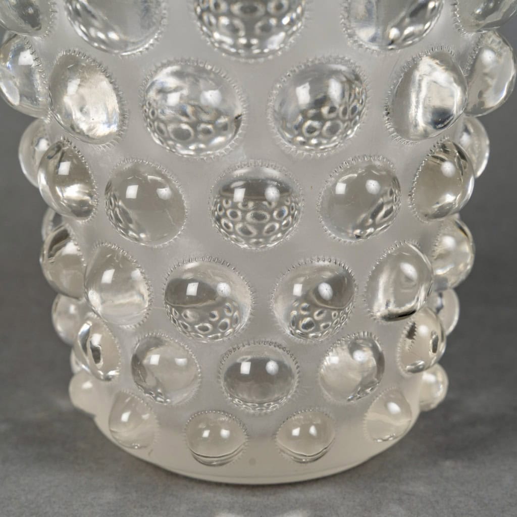 1934 René Lalique – Vase Art Déco Bammako Verre Blanc 7