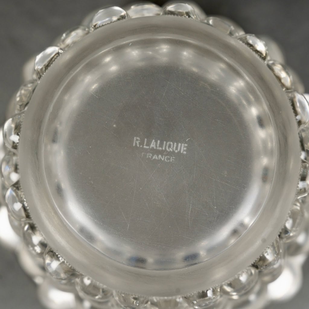 1934 René Lalique – Vase Art Déco Bammako Verre Blanc 8