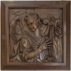 Paire de panneaux en bois sculpté d’anges musiciens. 19
