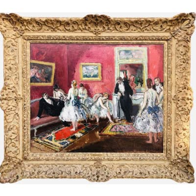 COSSON Marcel Peinture 20è Siècle l’Opéra de Paris Le salon des abonnés Huile Sur Toile Signée Certificat d’authenticité