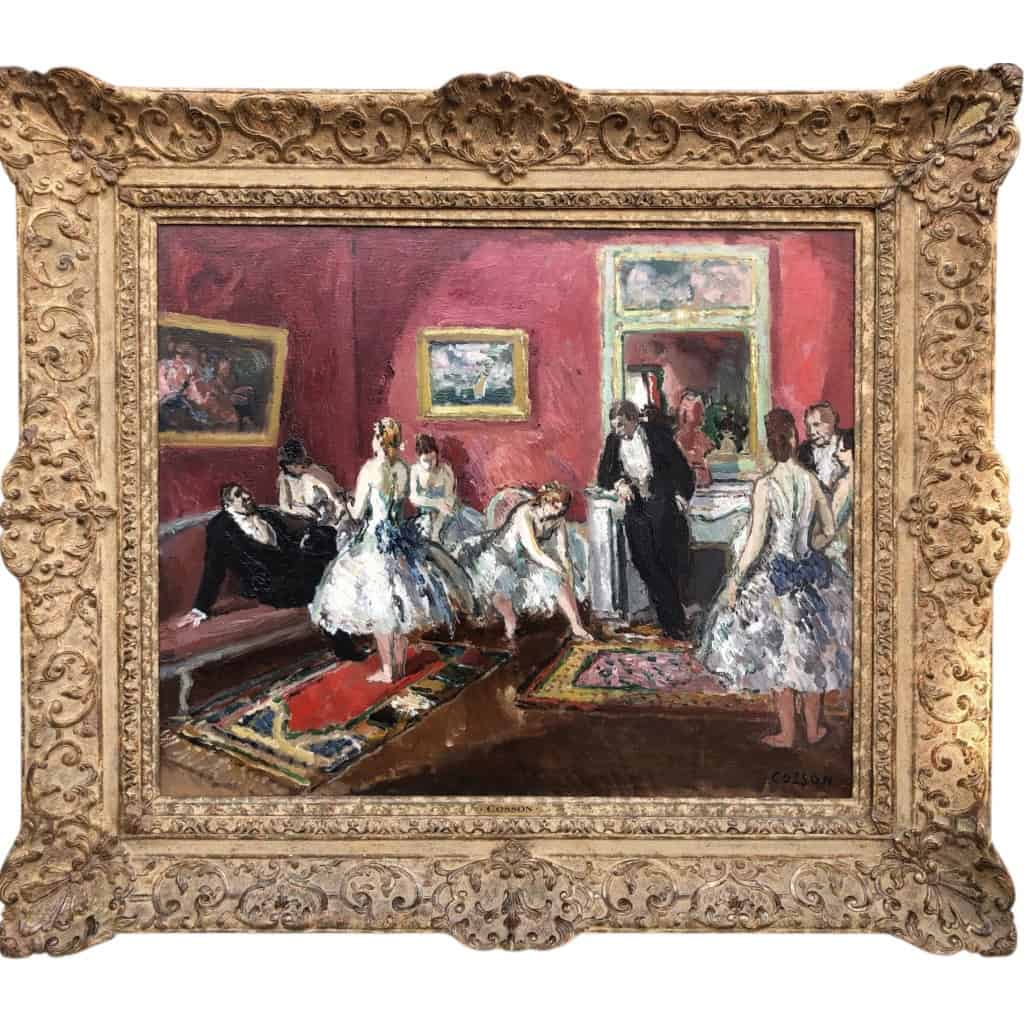COSSON Marcel Peinture 20è Siècle l’Opéra de Paris Le salon des abonnés Huile Sur Toile Signée Certificat d’authenticité 3