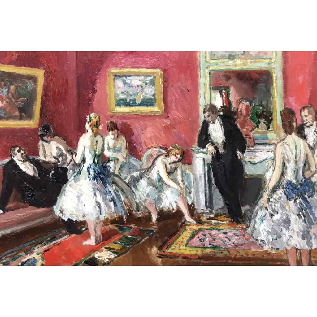 COSSON Marcel Peinture 20è Siècle l’Opéra de Paris Le salon des abonnés Huile Sur Toile Signée Certificat d’authenticité 13