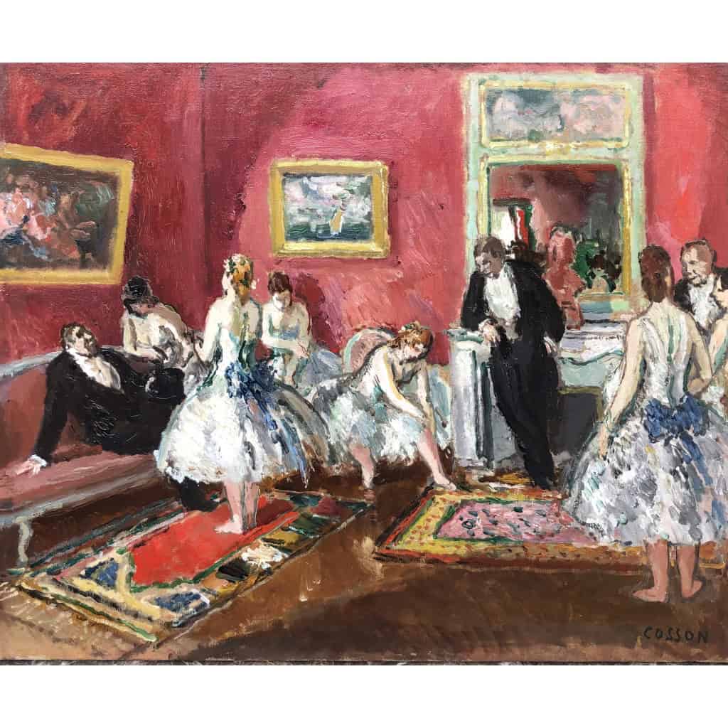 COSSON Marcel Peinture 20è Siècle l’Opéra de Paris Le salon des abonnés Huile Sur Toile Signée Certificat d’authenticité 7