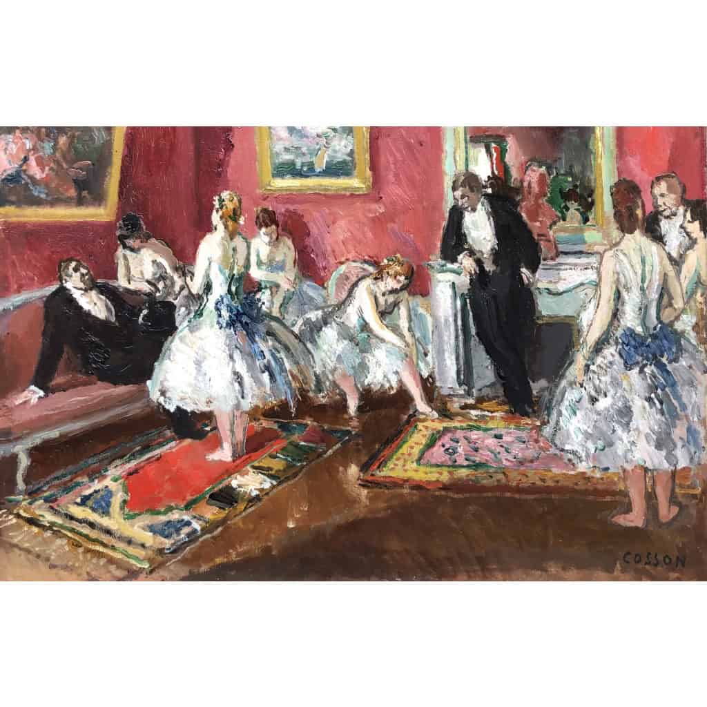COSSON Marcel Peinture 20è Siècle l’Opéra de Paris Le salon des abonnés Huile Sur Toile Signée Certificat d’authenticité 8