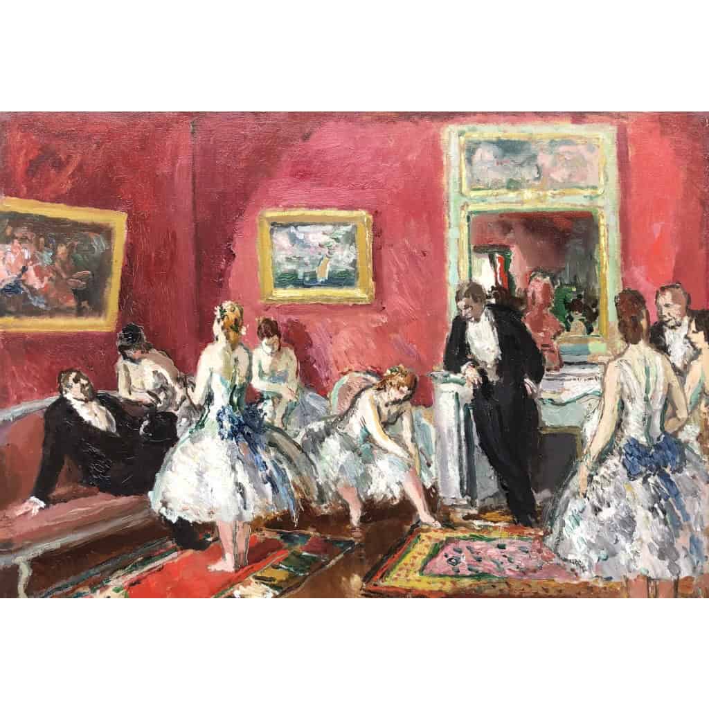 COSSON Marcel Peinture 20è Siècle l’Opéra de Paris Le salon des abonnés Huile Sur Toile Signée Certificat d’authenticité 9