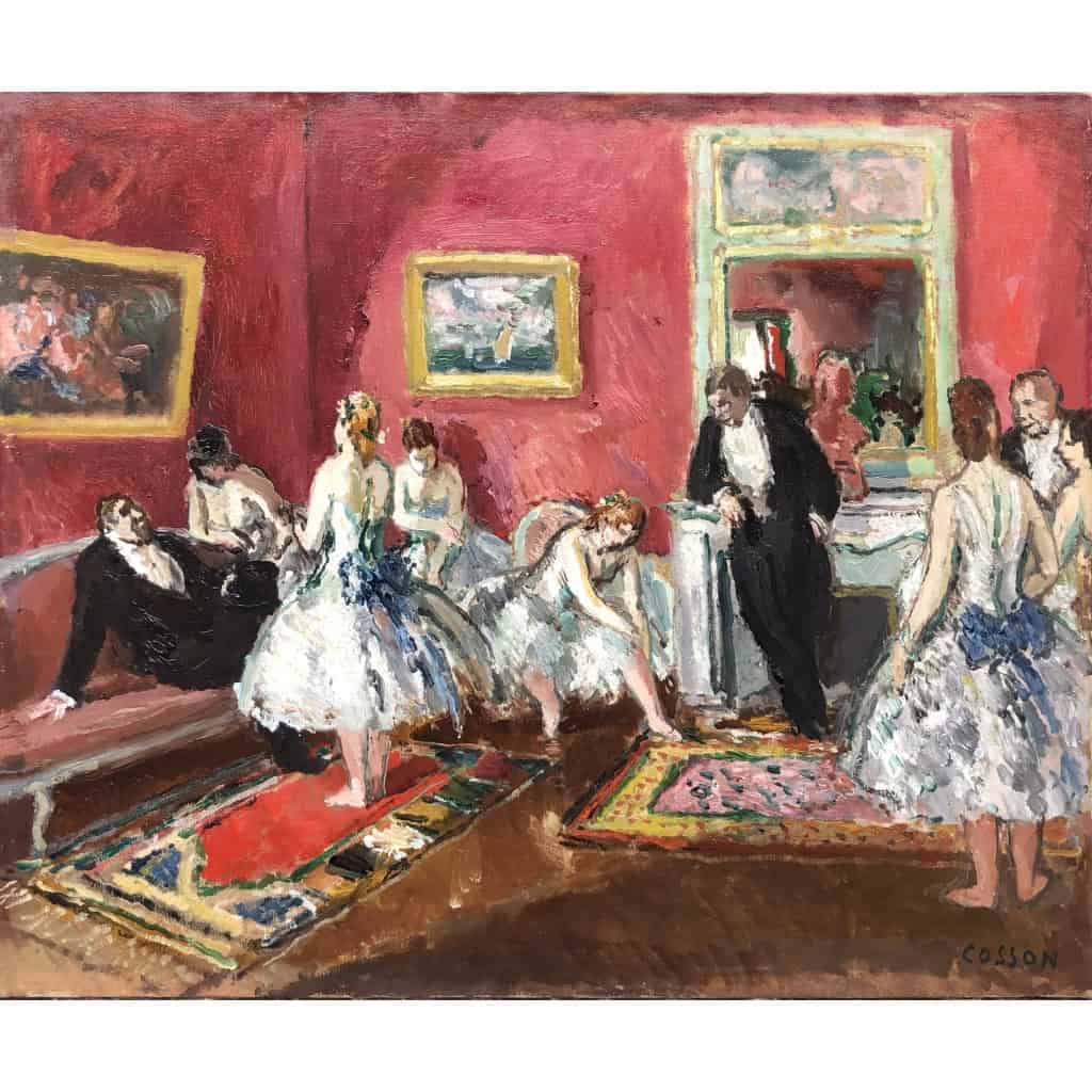 COSSON Marcel Peinture 20è Siècle l’Opéra de Paris Le salon des abonnés Huile Sur Toile Signée Certificat d’authenticité 6