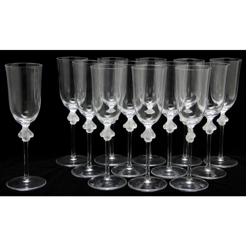 1968-LALIQUE France, Service Cristal “ROXANNE” 50 pièces 12