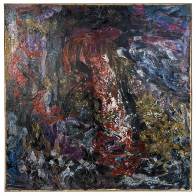 Grande peinture abstraite signée par Asimon et datée de 1960