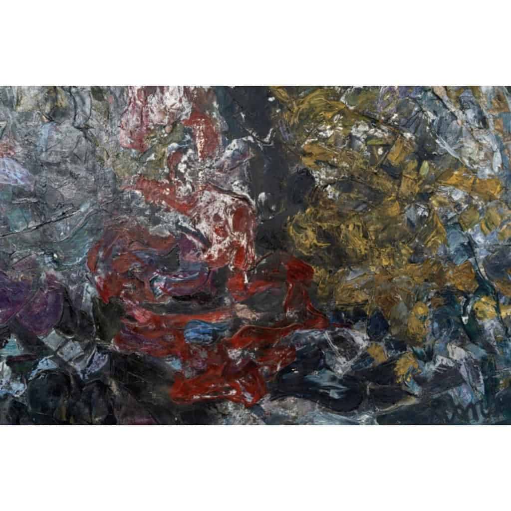 Grande peinture abstraite signée par Asimon et datée de 1960 8