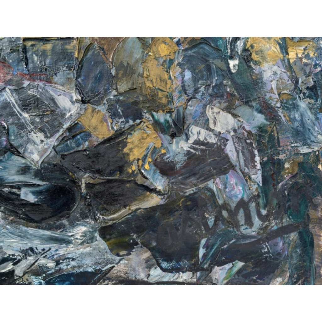 Grande peinture abstraite signée par Asimon et datée de 1960 4
