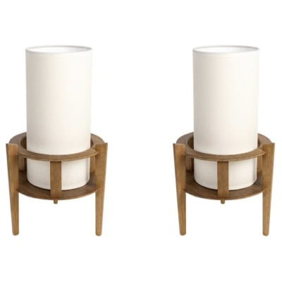 1960 Paire de lampes naturalistes en bois par Maison Roche