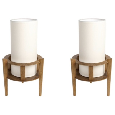 1960 Paire de lampes naturalistes en bois par Maison Roche 3