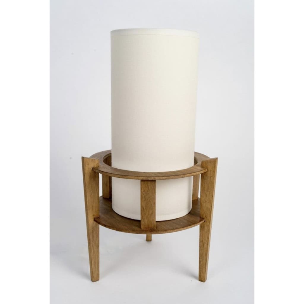 1960 Paire de lampes naturalistes en bois par Maison Roche 4