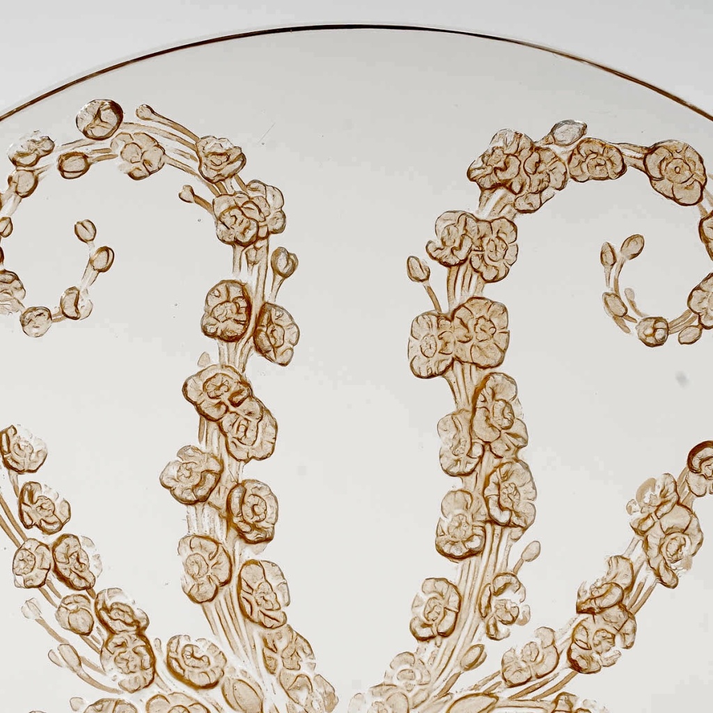 1913 René Lalique – Veilleuse Brûle Parfums Véronique Verre Blanc Patiné Sépia 5