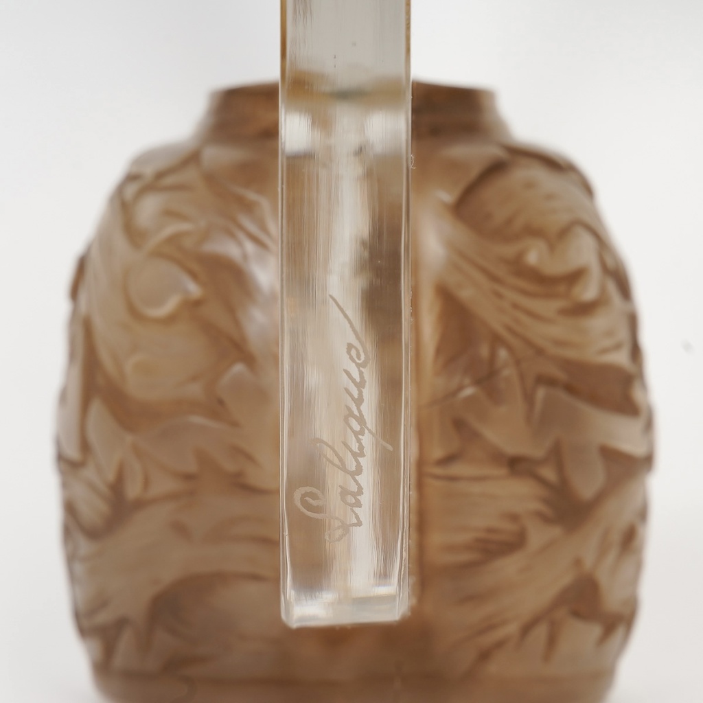 1913 René Lalique – Veilleuse Brûle Parfums Véronique Verre Blanc Patiné Sépia 8