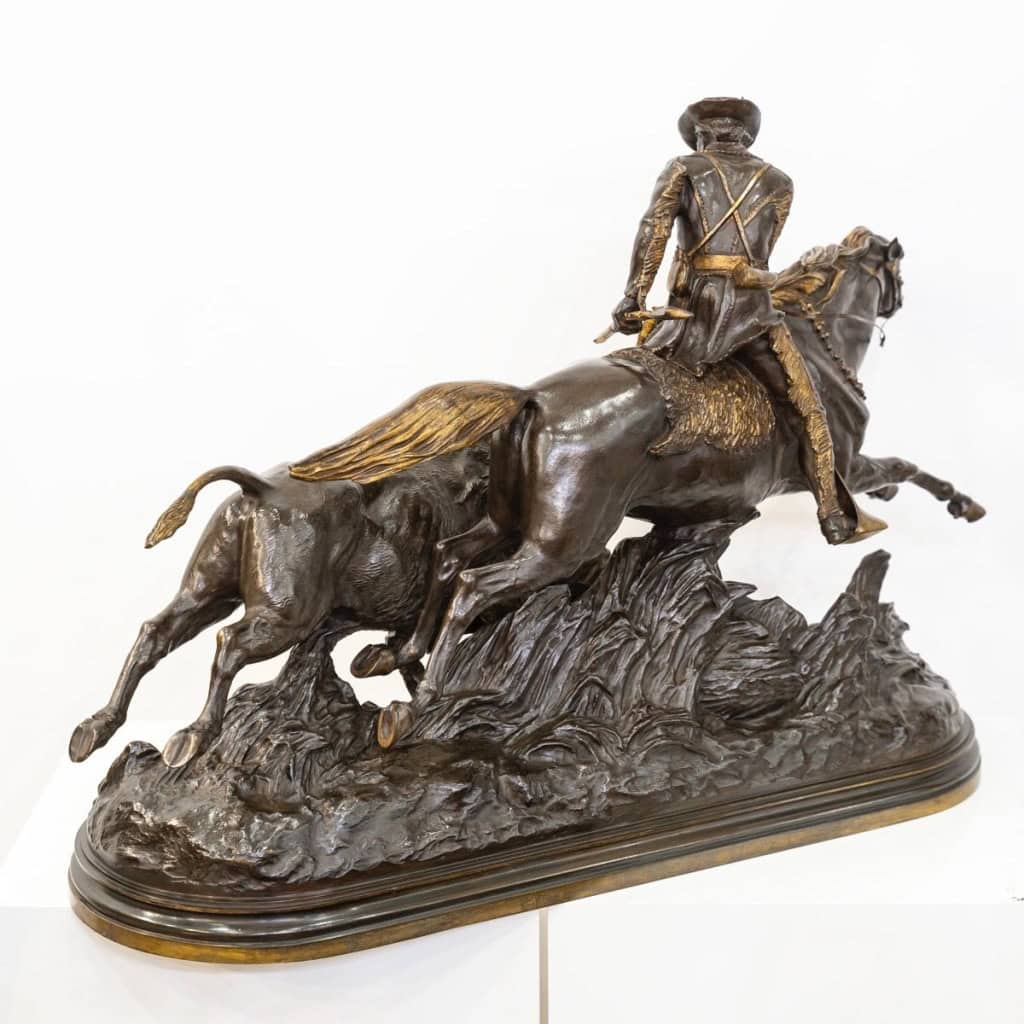 Groupe En Bronze « Chasse Au Bison » , Isidore Jules Bonheur (1827-1901) , Peyrol Edt – Bronze 10