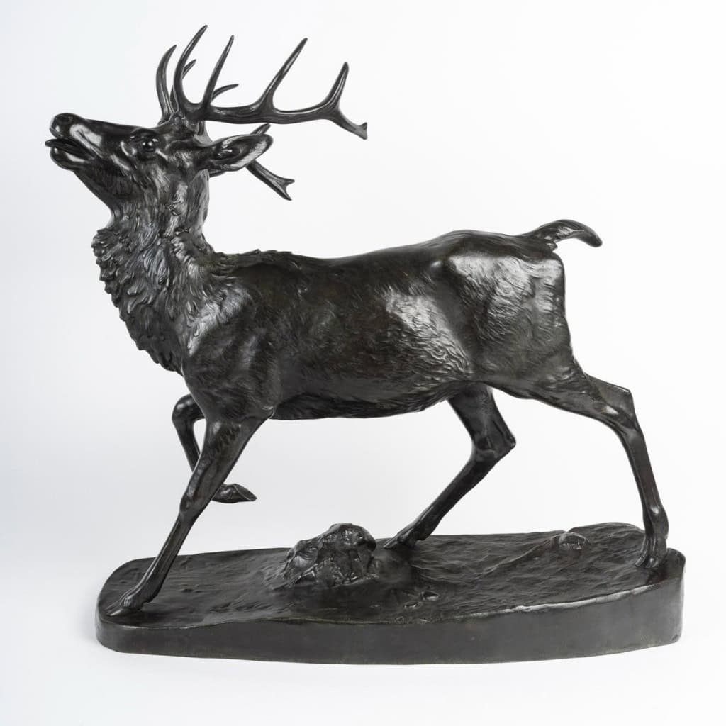 Sculpture – Le Cerf Debout (Grand Modèle) , Antoine – Louis Barye (1795-1875) – Bronze 3