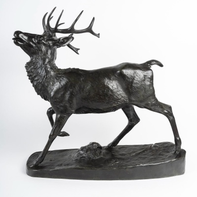 Sculpture – Le Cerf Debout (Grand Modèle) , Antoine – Louis Barye (1795-1875) – Bronze