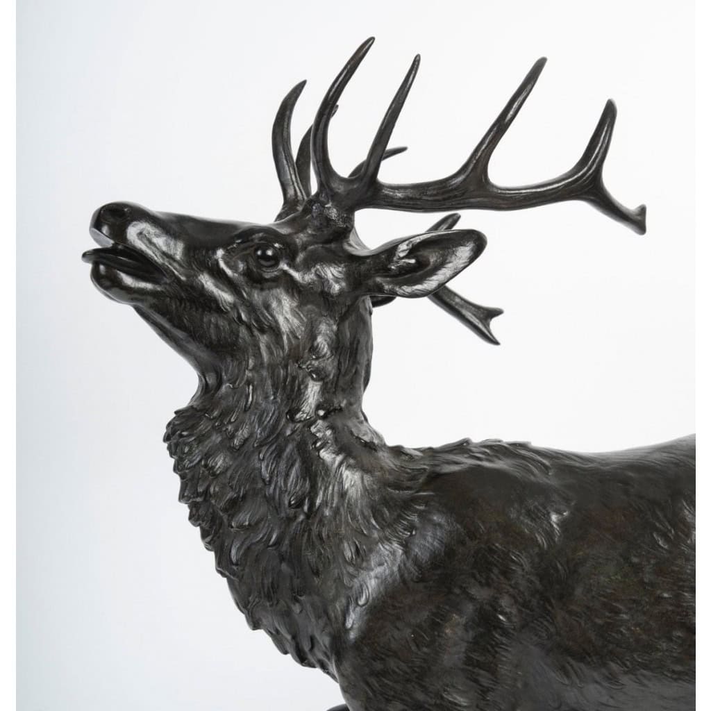 Sculpture – Le Cerf Debout (Grand Modèle) , Antoine – Louis Barye (1795-1875) – Bronze 5