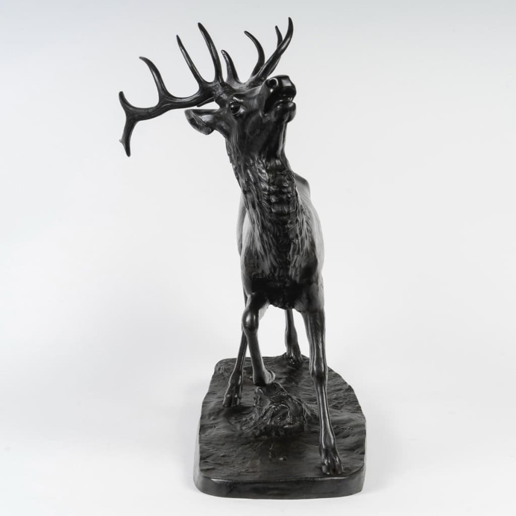 Sculpture – Le Cerf Debout (Grand Modèle) , Antoine – Louis Barye (1795-1875) – Bronze 6